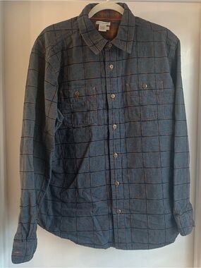 Carbon2Cobalt Gray Plaid Button-Down Shirt Men's Large Orange Accent
